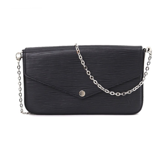 Louis Vuitton Felicie Black Epi Leather pochette Clutch Chain Strap bonus extras - Picture 1 of 11